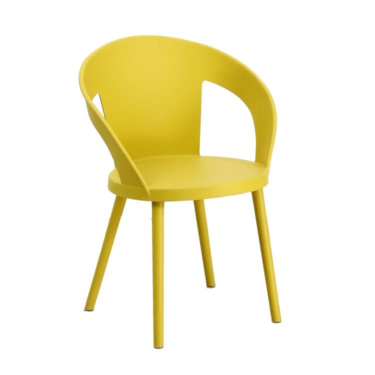 Dining Chair Comfortable and Durable Modern Style Yellow Plastic Restaurant Leisure Coffee Chair Assembly