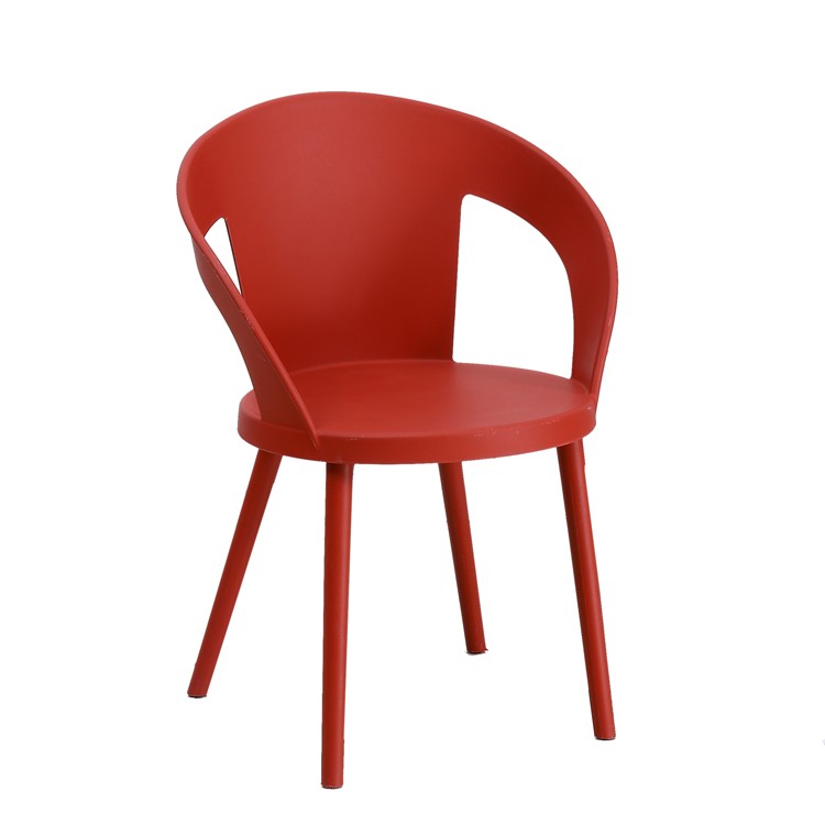 Dining Chair Comfortable and Durable Modern Style Burgundy Plastic Restaurant Leisure Coffee Chair Assembly