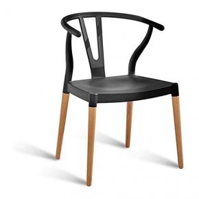 Wishbone Chair black polypropylene seat beech wood leg armrest 