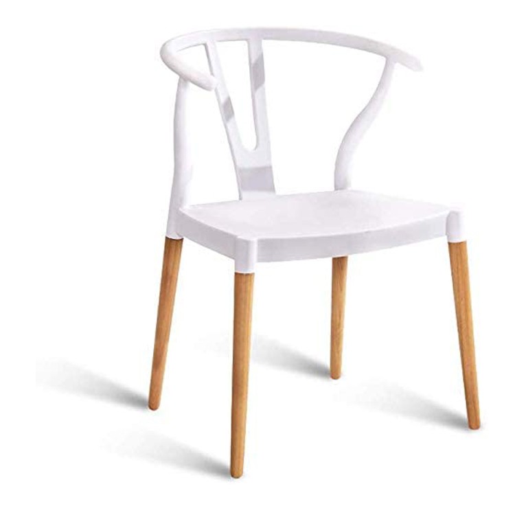 Wishbone Chair white polypropylene seat beech wood leg armrest 