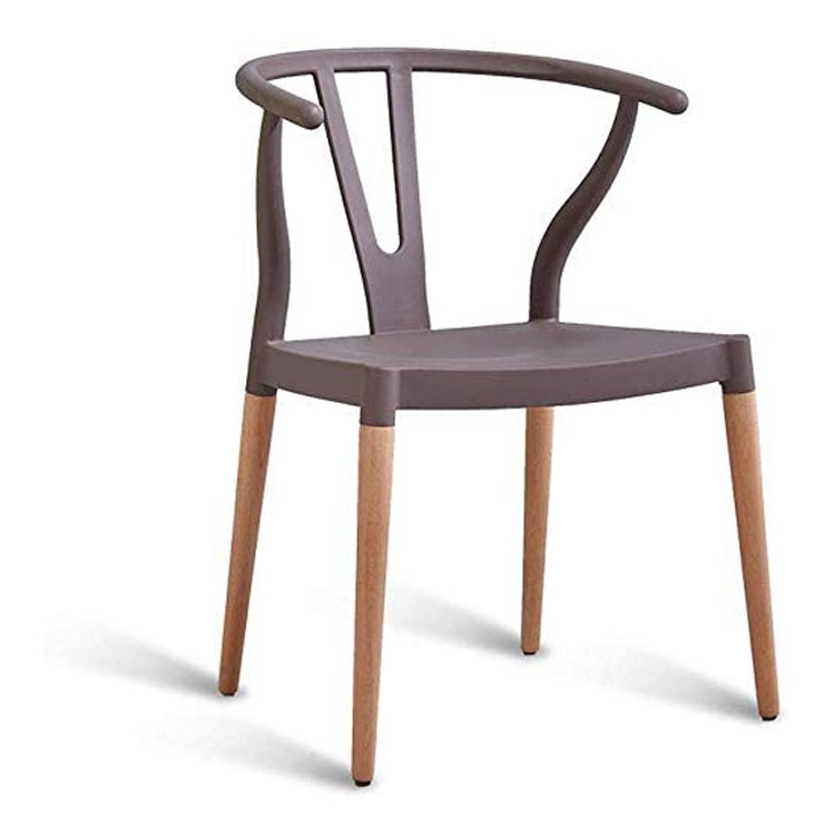 Wishbone Chair Gray polypropylene seat beech wood leg armrest 