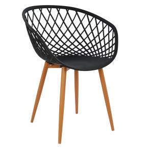 PP Chair Black armrest hollow out stylish durable metal leg