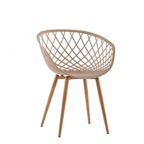 PP Chair beige armrest hollow out stylish durable metal leg