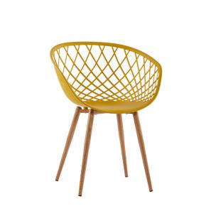 PP Chair turmeric armrest hollow out stylish durable metal leg