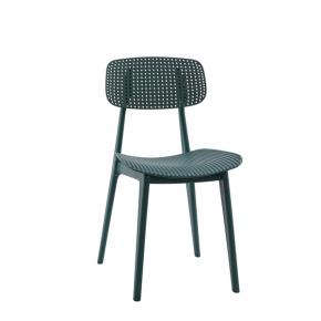 Polypropylene chair dark green hollow out design dining cafe comfy