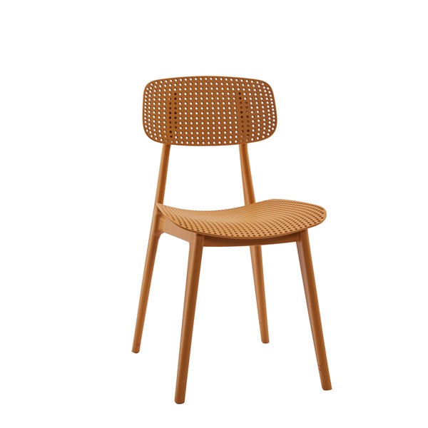 Polypropylene chair turmeric hollow out design dining cafe comfy