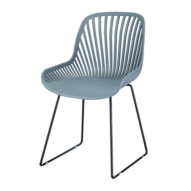 Polypropylene Chair Hollow out seat durable black metal base