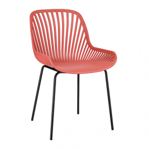 Polypropylene Chair Red Hollow out seat durable black metal leg