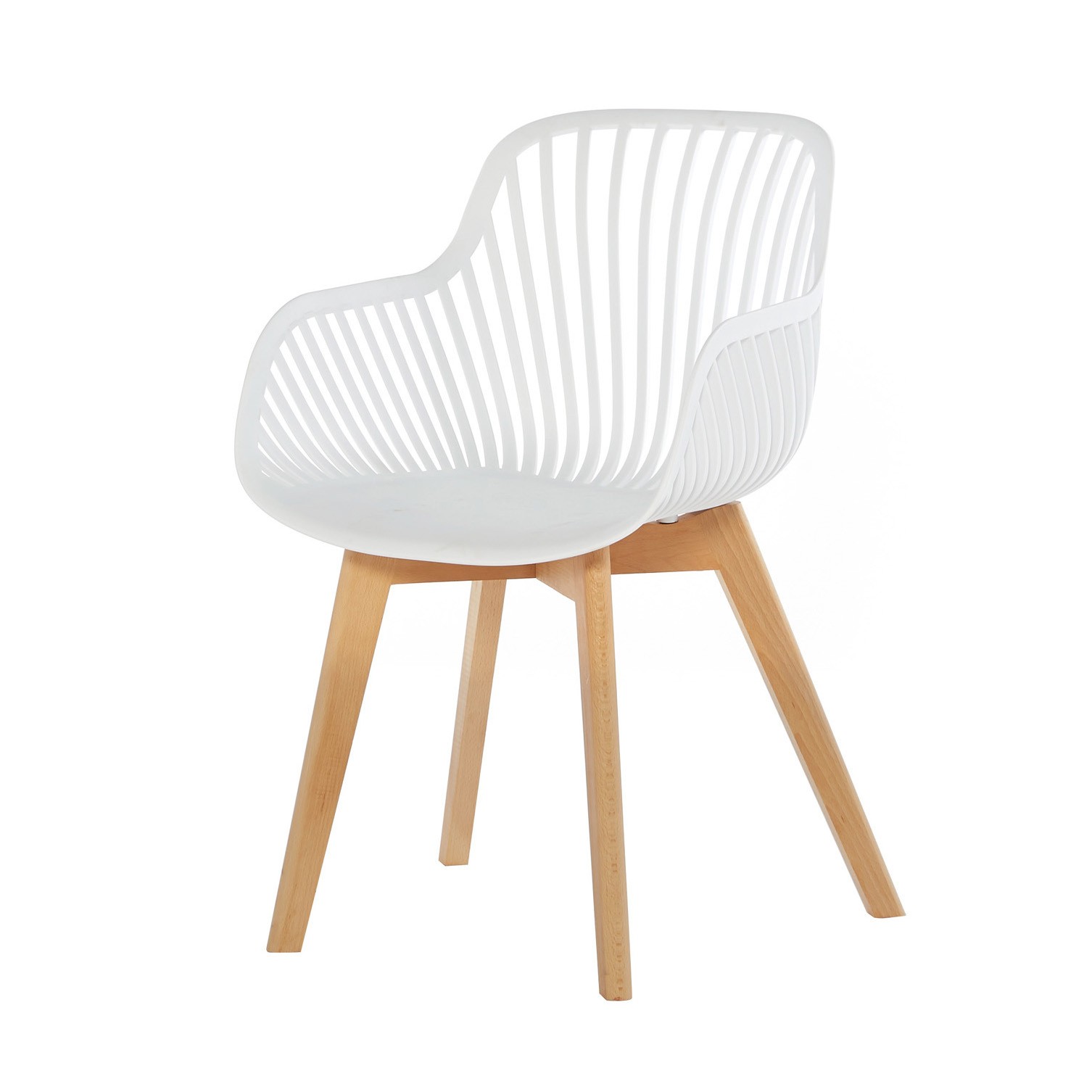 Polypropylene chair white armrest dining cafe wood leg