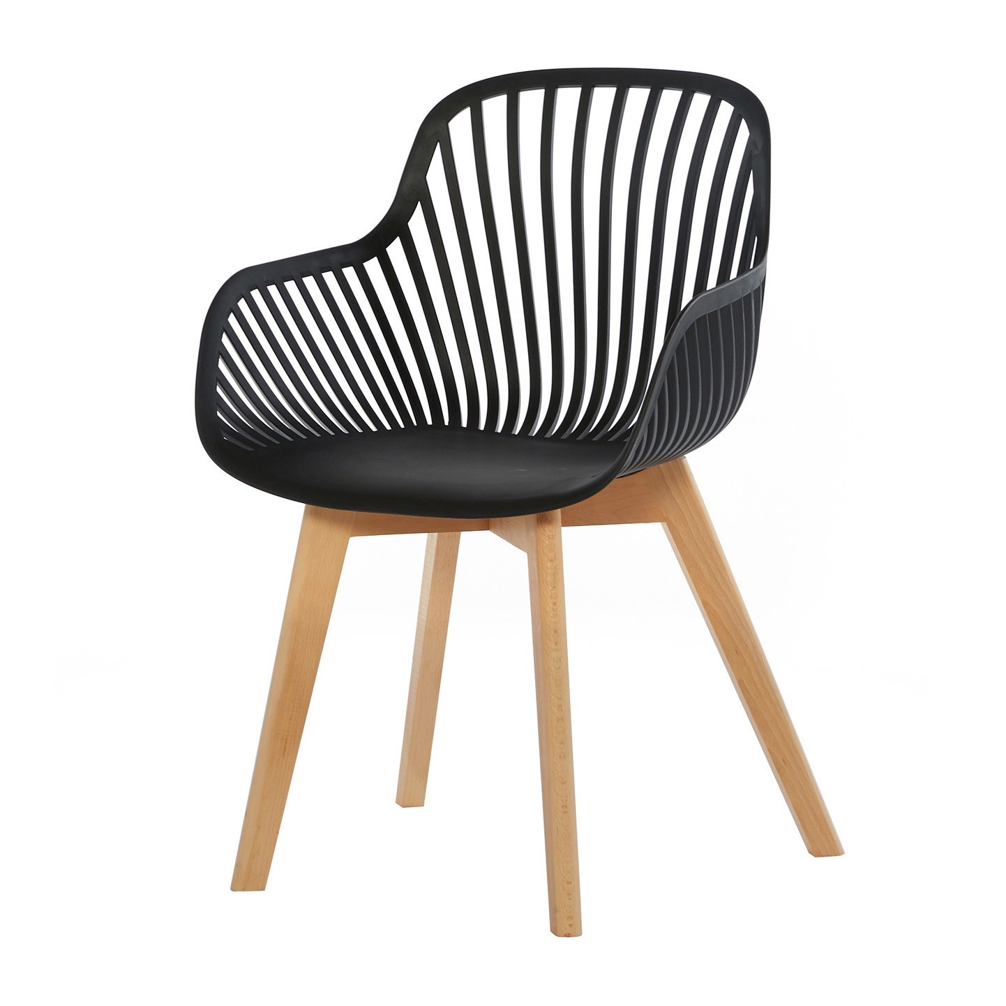 Polypropylene chair black armrest dining cafe wood leg