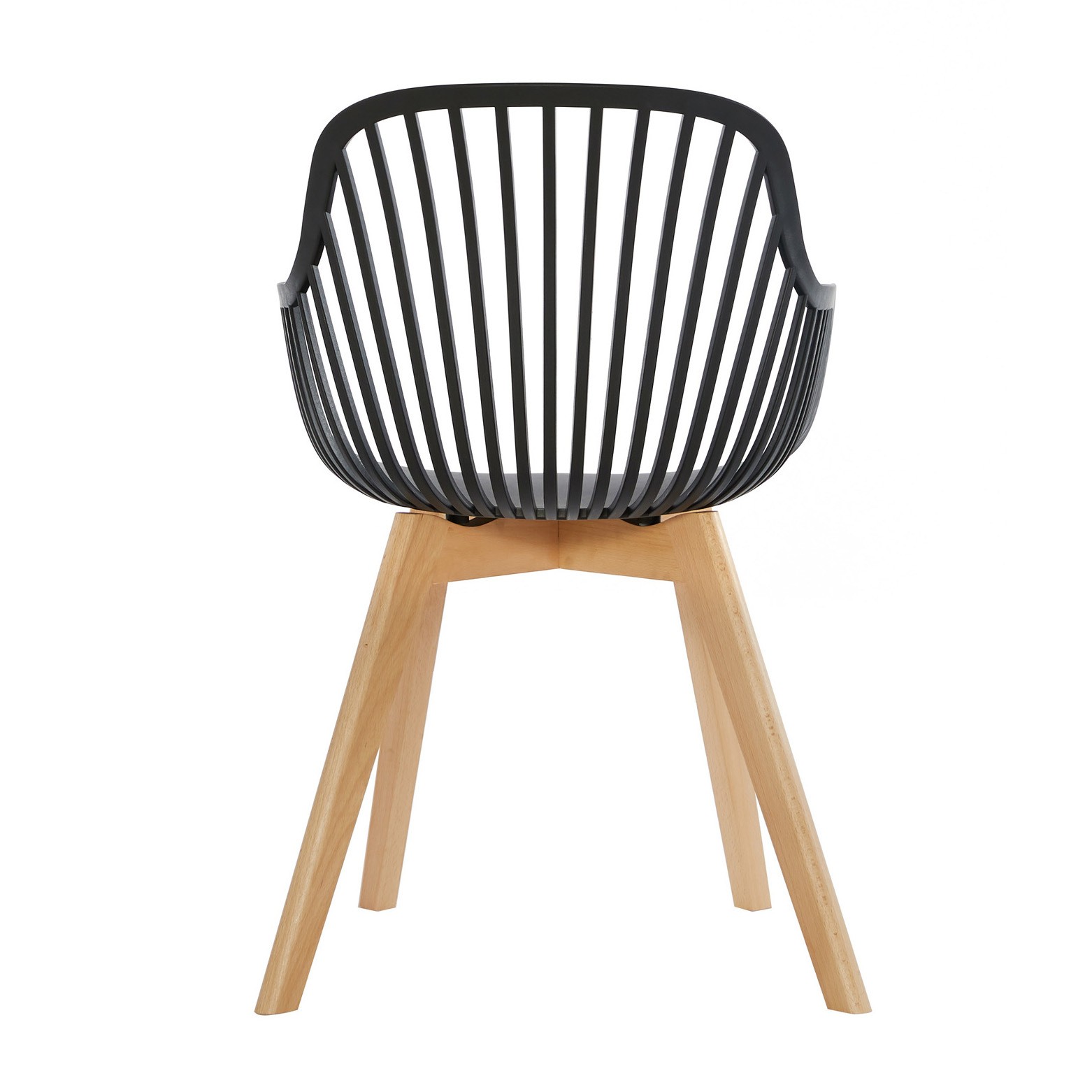 Polypropylene chair black armrest dining cafe wood leg