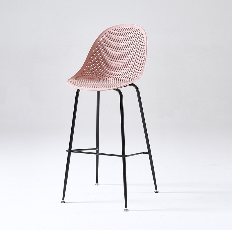 Polypropylene plastic bar stool chair pink counter height footrest