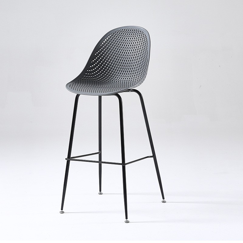 Polypropylene plastic bar chair gray counter height footrest