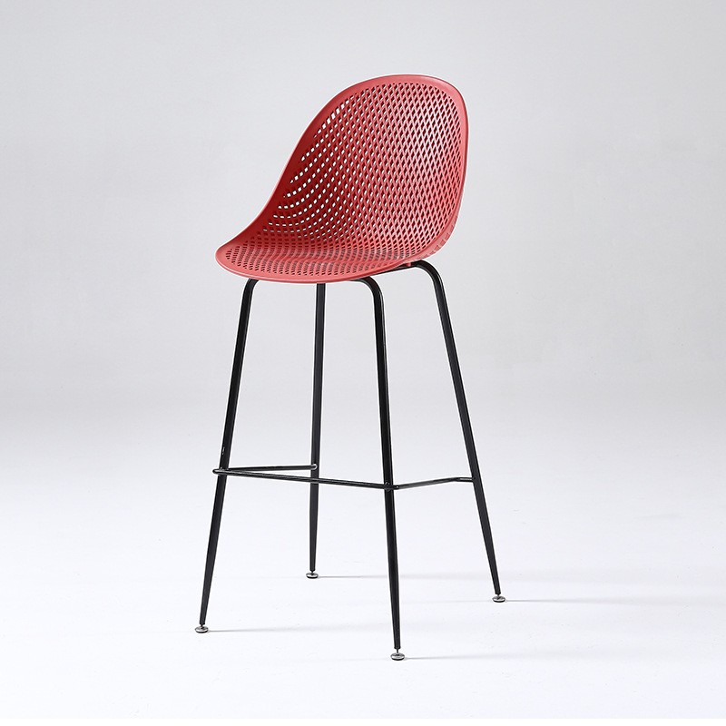 Polypropylene plastic bar chair Burgundy counter height footrest