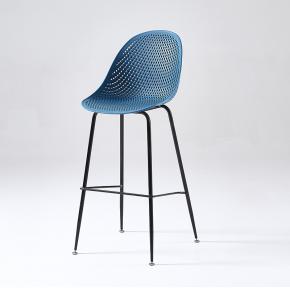 Polypropylene plastic bar chair dark blue counter height footrest