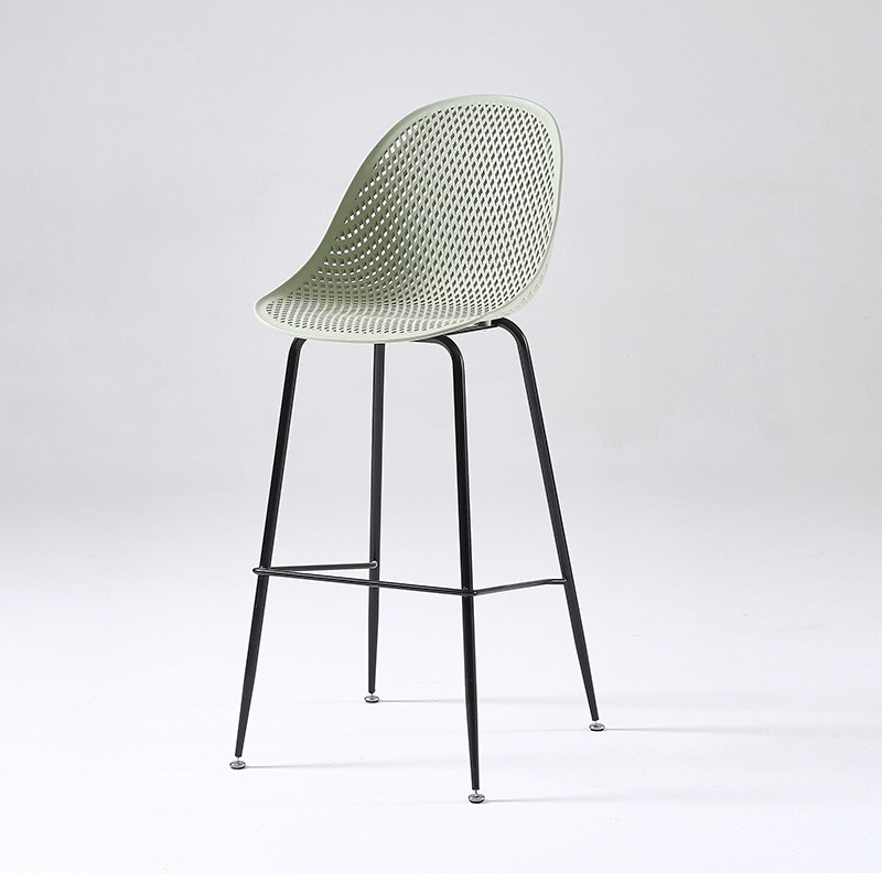 Polypropylene plastic bar chair light green counter height footrest