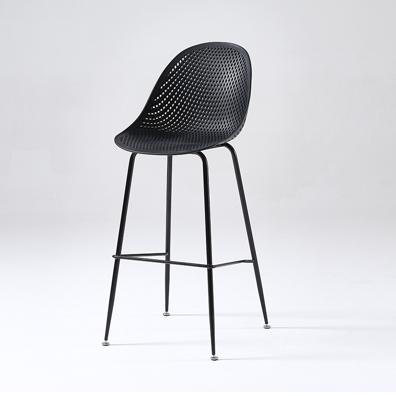 Polypropylene plastic bar chair black counter height footrest