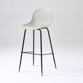 PP Bar Stool Chair Matcha green Breakfast Counter Height Durable Metal Base