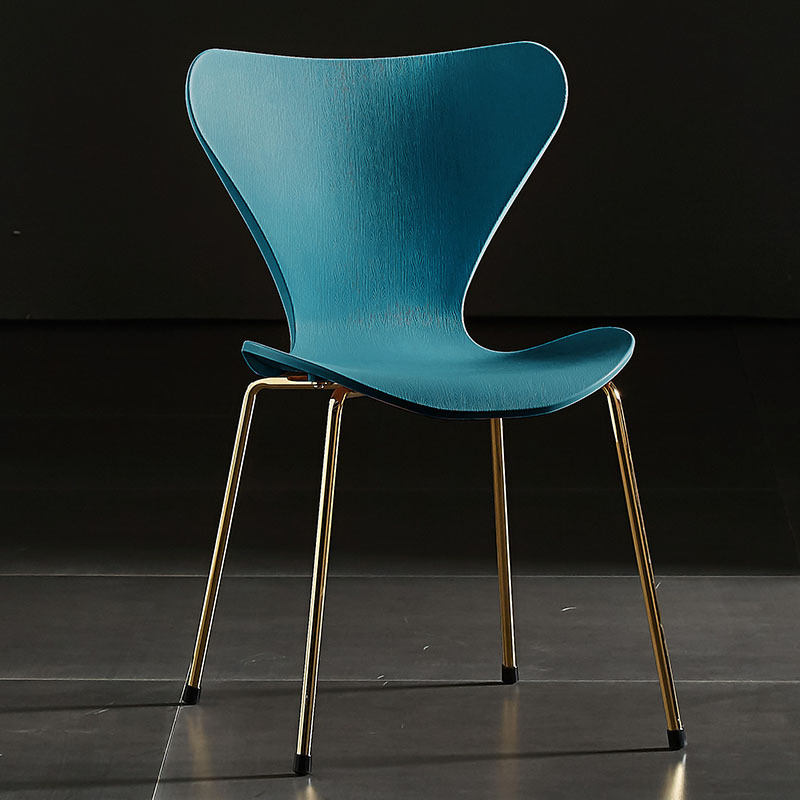 Series 7 chair dark blue pp seat golden metal legs