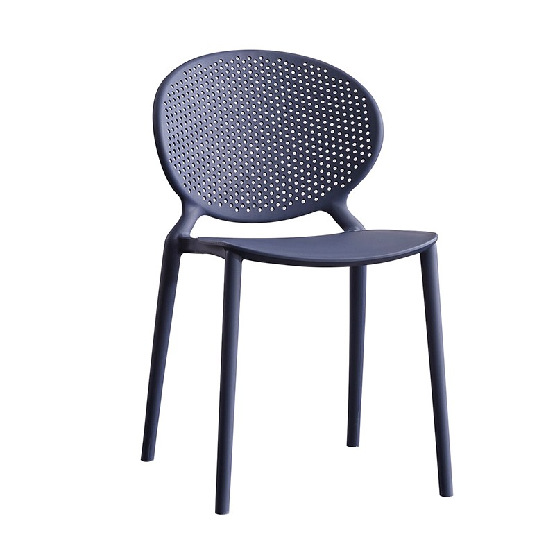 Polypropylene chair dusty blue hollow out stackable outdoor garden dining cafe