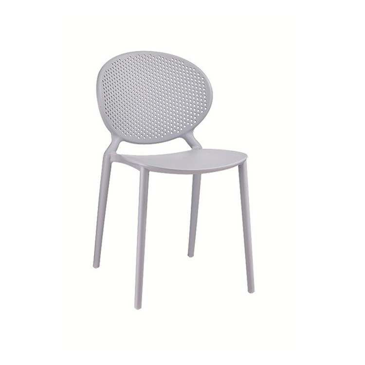 Polypropylene chair light gray hollow out stackable outdoor garden dining cafe