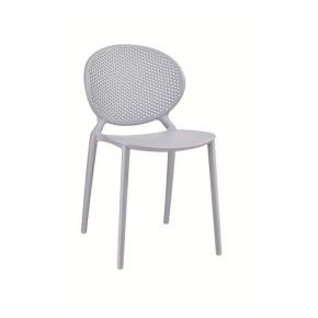 Polypropylene chair light gray hollow out stackable outdoor garden dining cafe