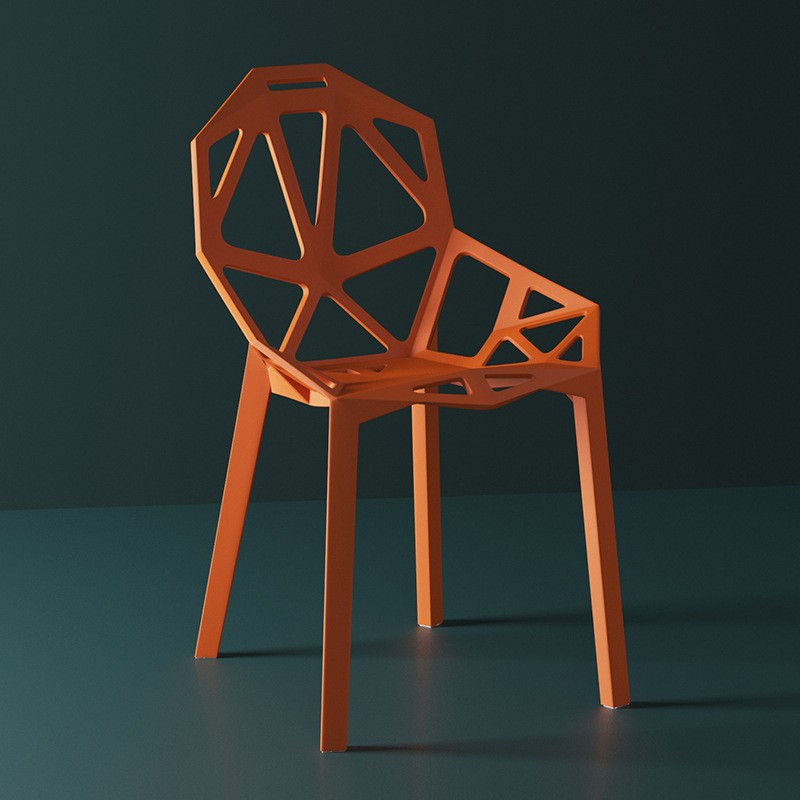 Magis chair one orange polypropylene stackable