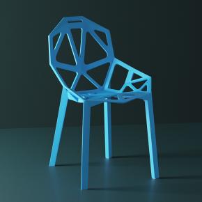 Magis chair one blue polypropylene stackable