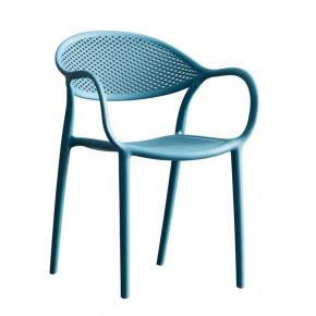 Polypropylene Chair Malachite blue Armrest Stackable Outdoor Garden Dining Cafe Restaurant