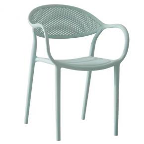 Polypropylene Chair Light Green Armrest Stackable Outdoor Garden Dining Cafe Restaurant