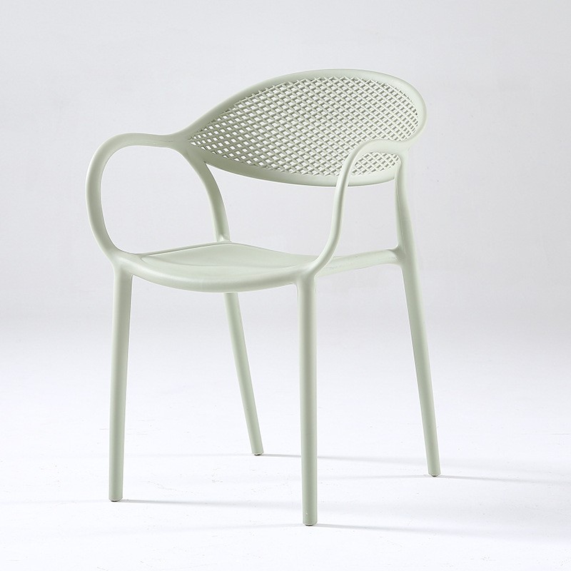 Polypropylene Chair Matcha green Armrest Stackable Outdoor Garden Dining Cafe Restaurant