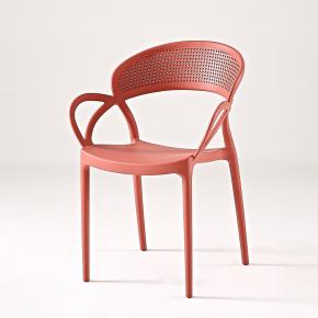 pp armchair leisure dining cafe chair red stackable