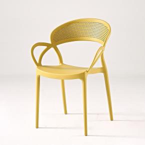 pp armchair leisure dining cafe chair yellow stackable