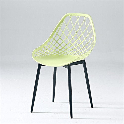 Hollow out plastic chair with metal feet