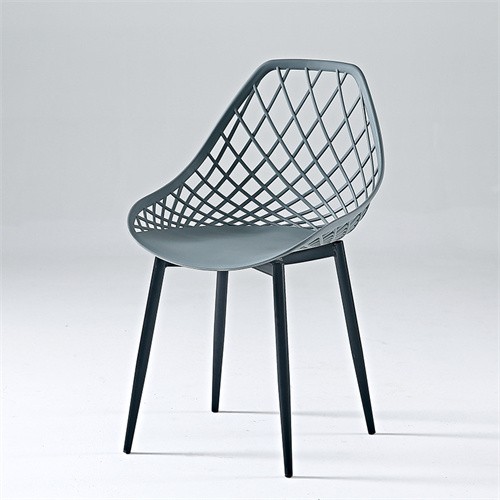 Hollow out plastic chair with metal feet