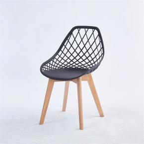 Hollow out pp chair with wood feet